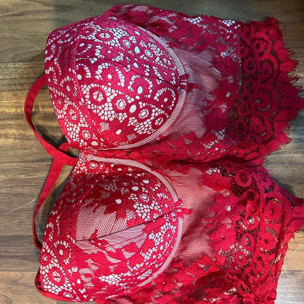 red sexy lace bra crop top
